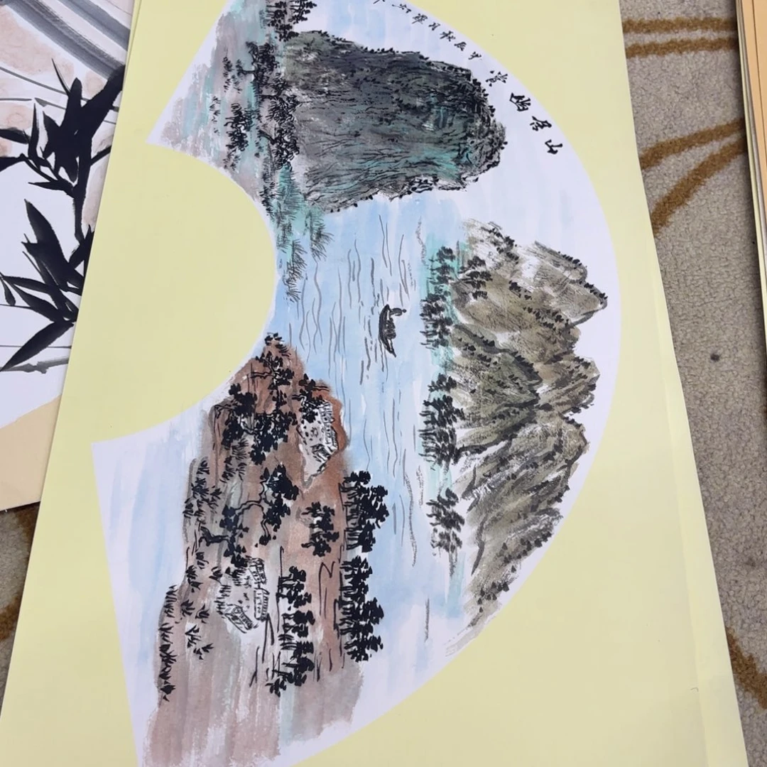 国画罗红卡纸作品童