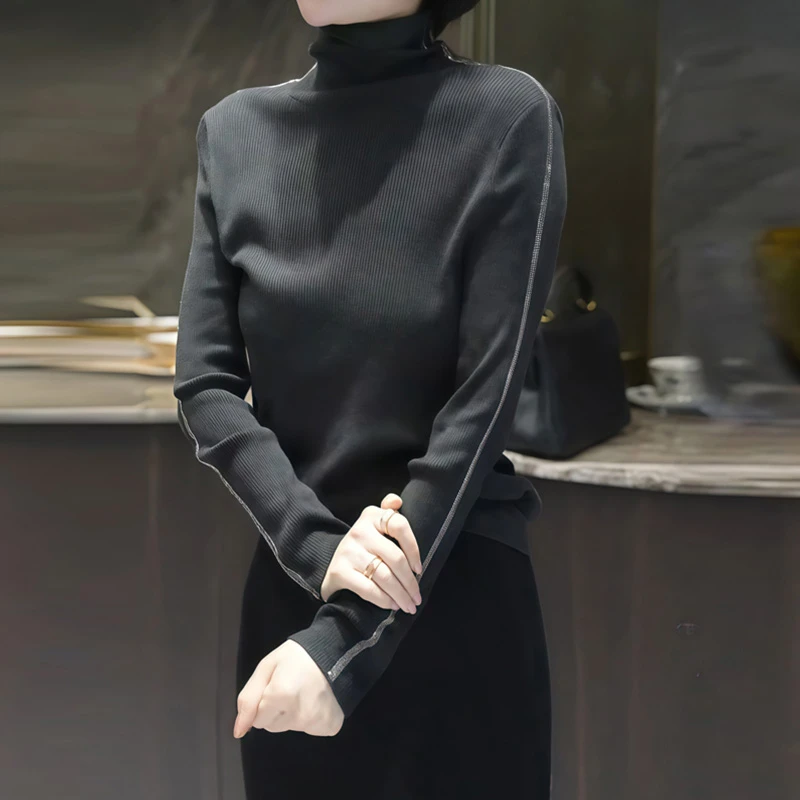 高领毛针织衫女秋冬2025年新款百搭毛衣高级感显瘦内搭打底衫上衣