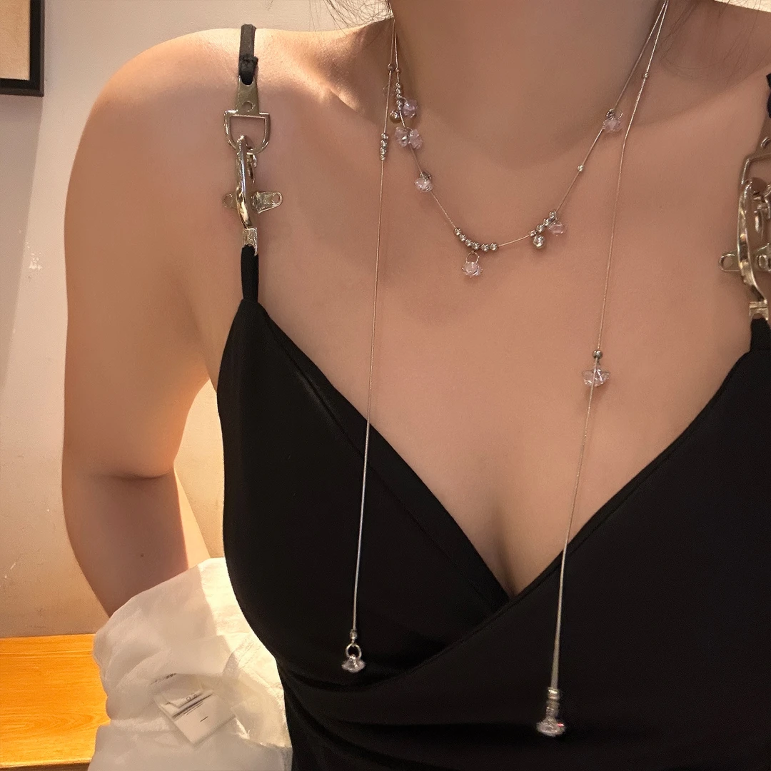 oushipei/欧诗佩 铜合金合成锆石吊坠 精致碎冰感闪钻吊坠项链女