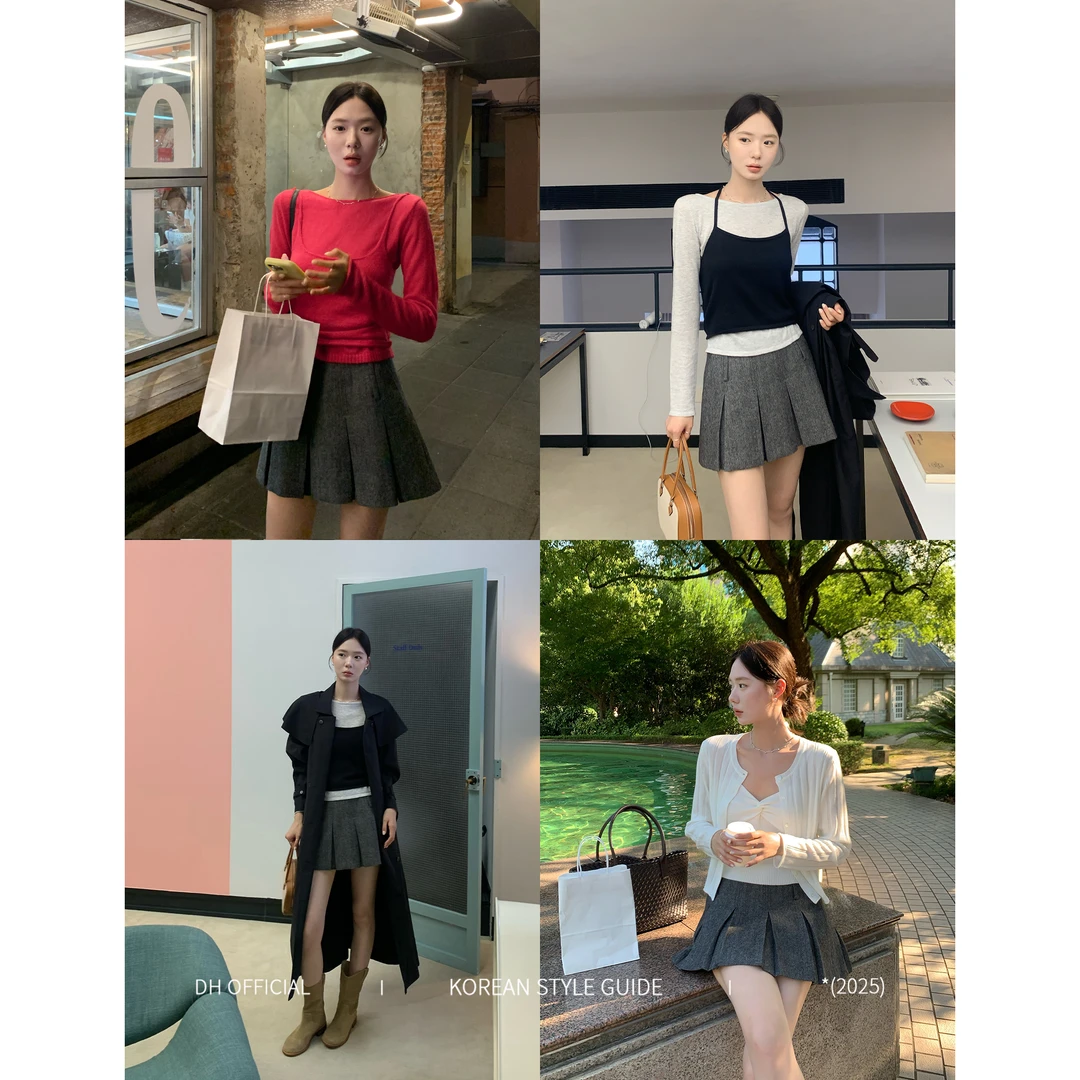 DH OFFICIAL大花【灰色交响曲 grey】韩系温柔时髦百搭百褶显瘦裙子