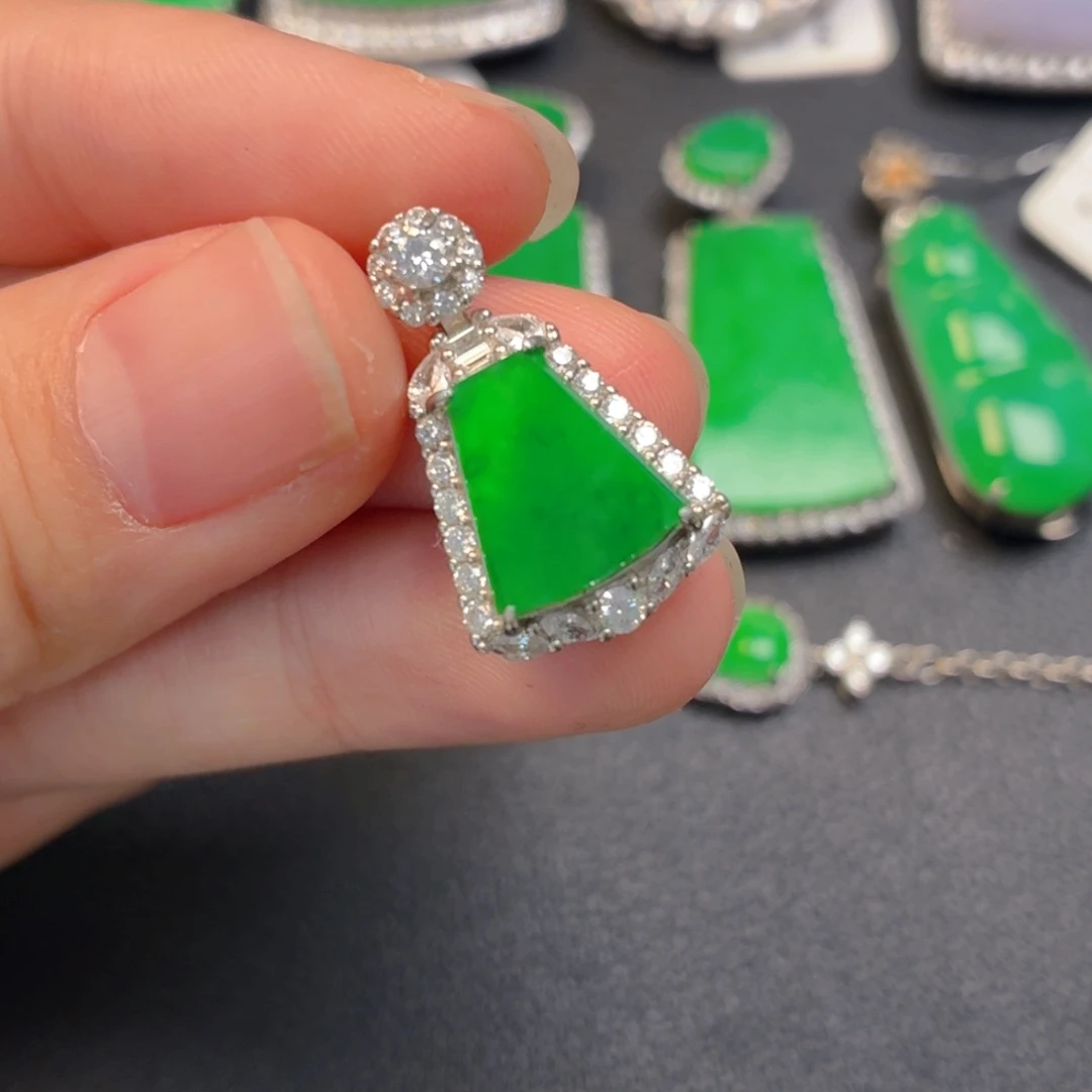 翡翠银S925镶嵌吊坠(不含链)