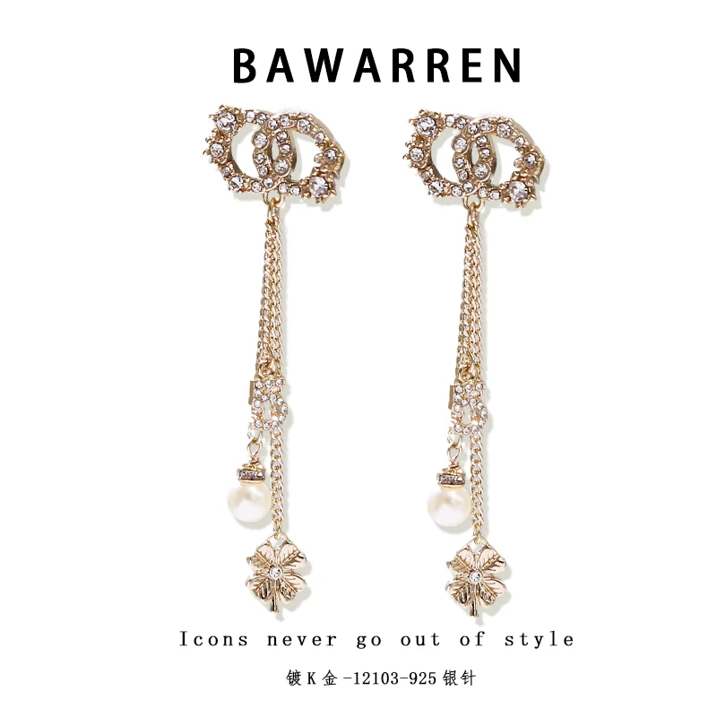 Bawarren 美❤ 12103-【双c】精致耳钉轻奢时尚