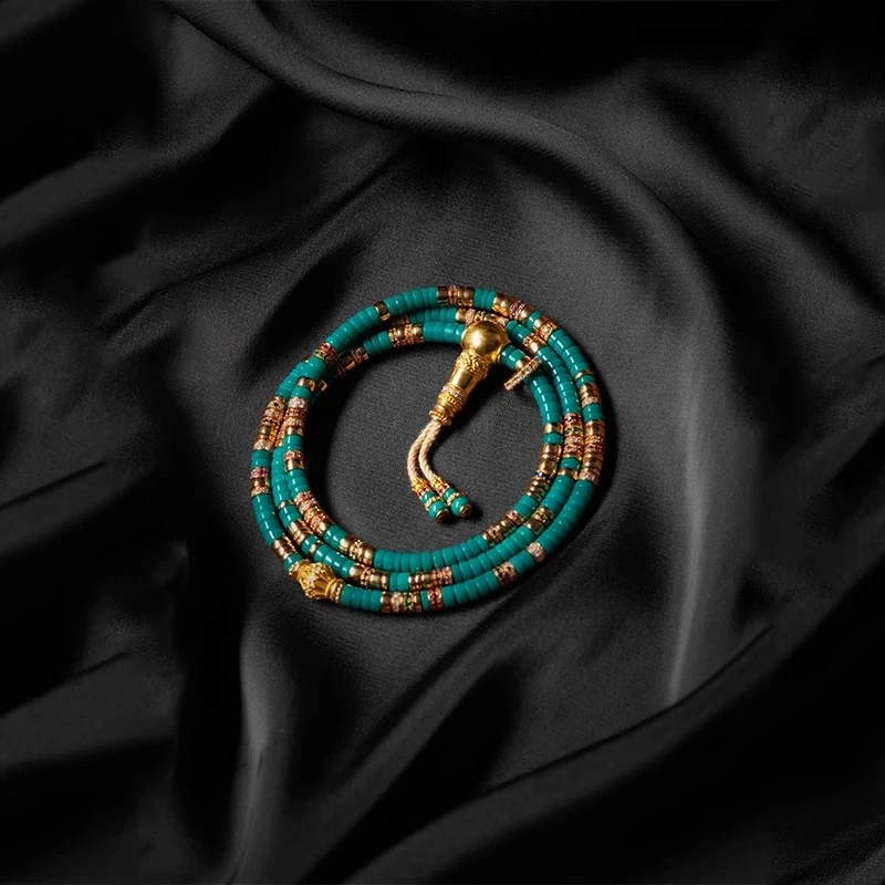 铜合金手链 diy藏式绿色三通文玩配饰收尾线束一套手串配件品百搭