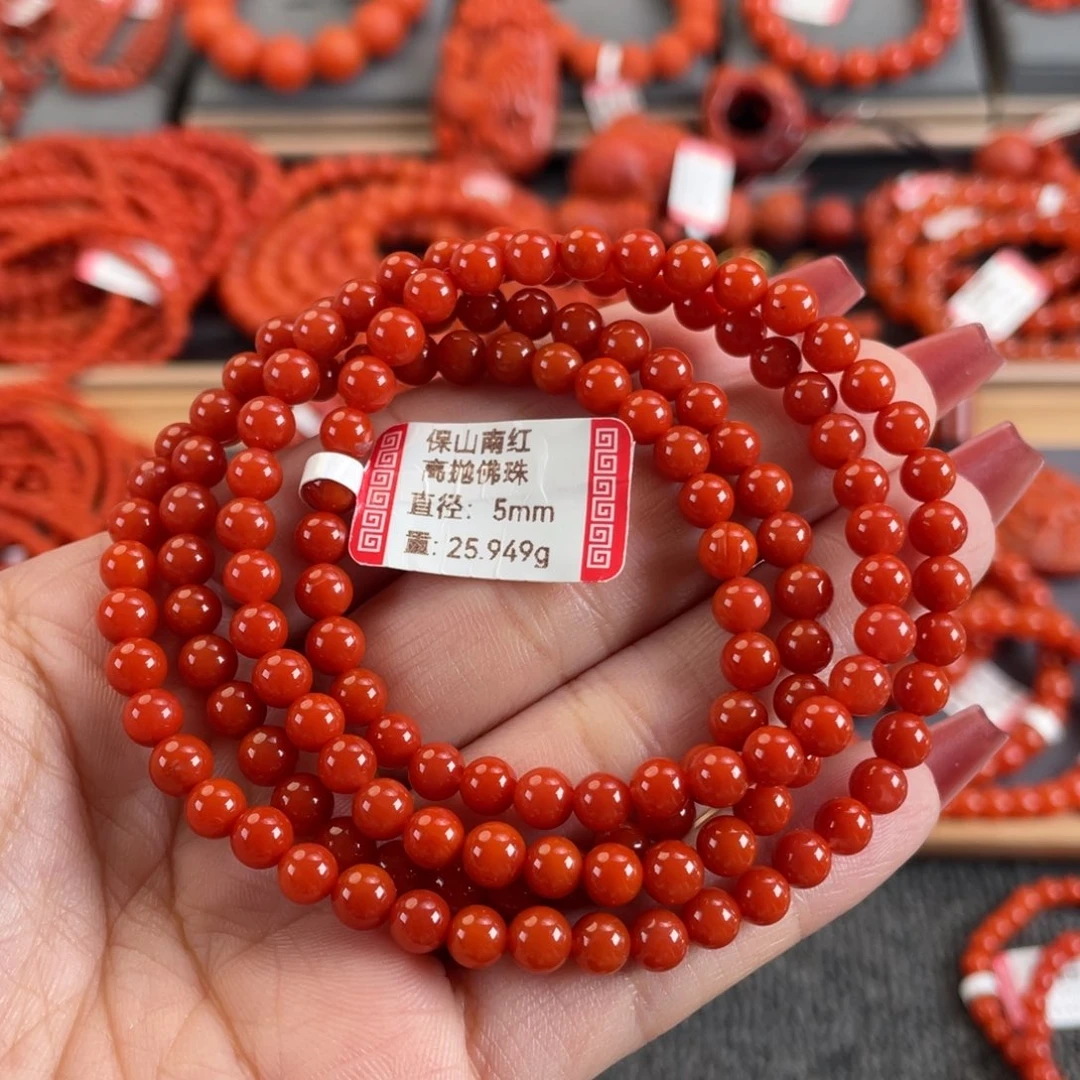 南红玛瑙未镶嵌手链保山南红高抛多圈