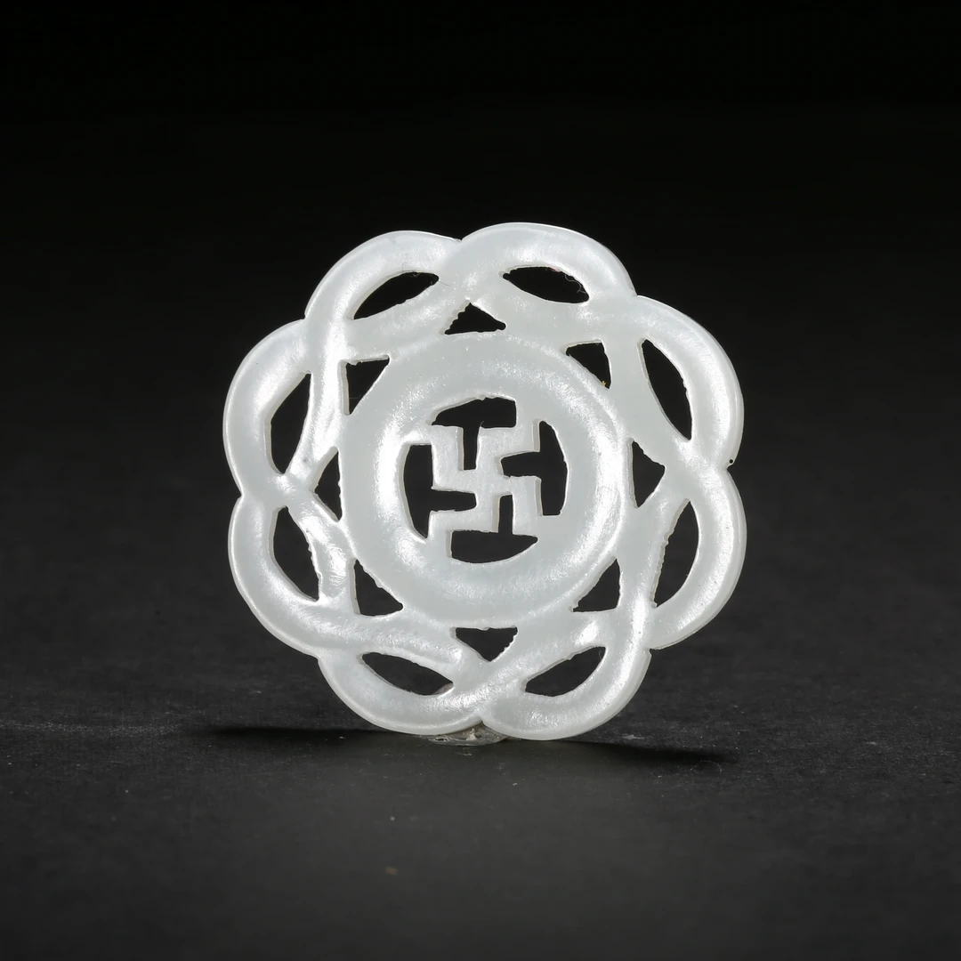 清代*缠枝花卉纹万字玉佩/13JTY3972/和田玉【北京文博】