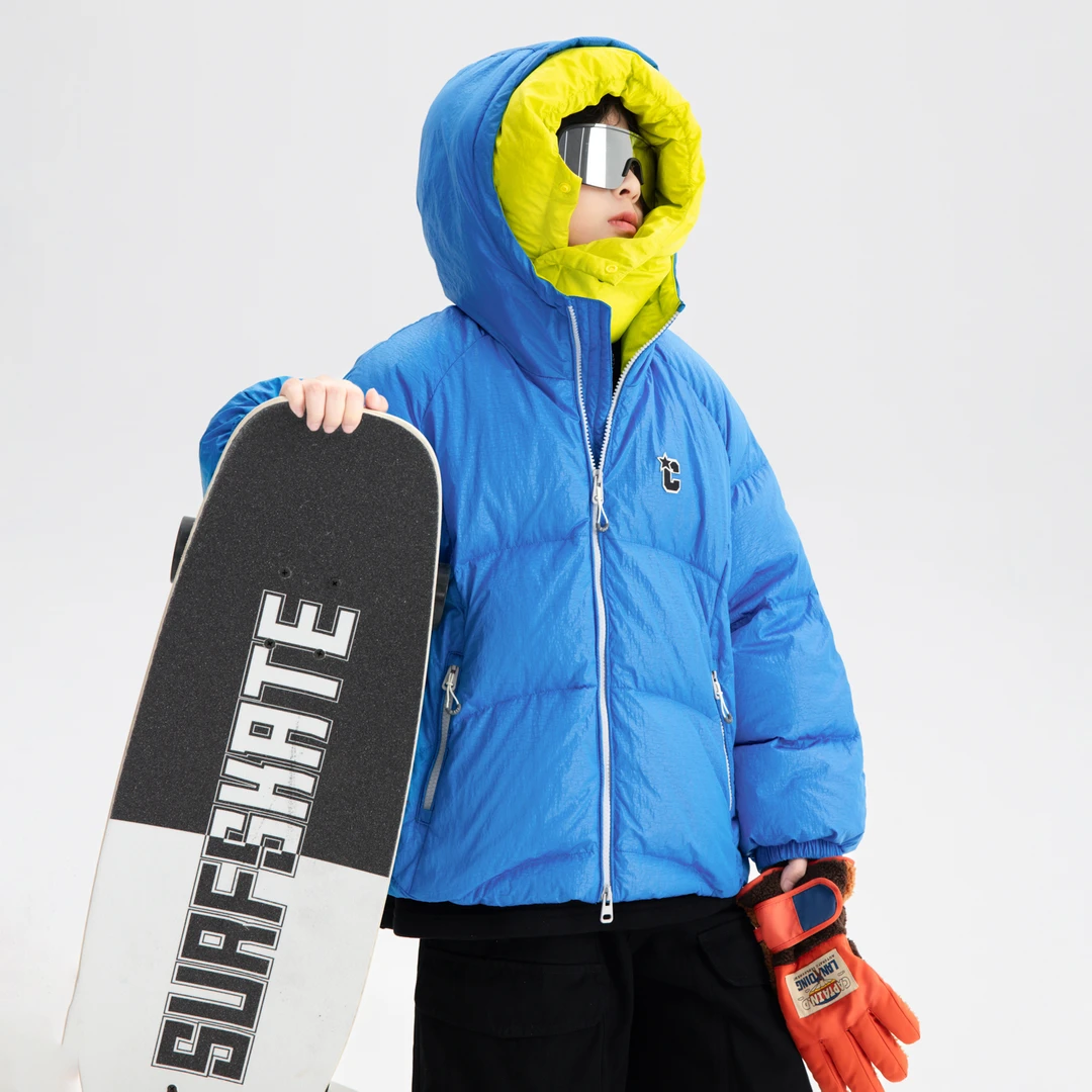 男童冬季户外可拆卸面罩滑雪羽绒服2025新款儿童男孩运动防寒外套