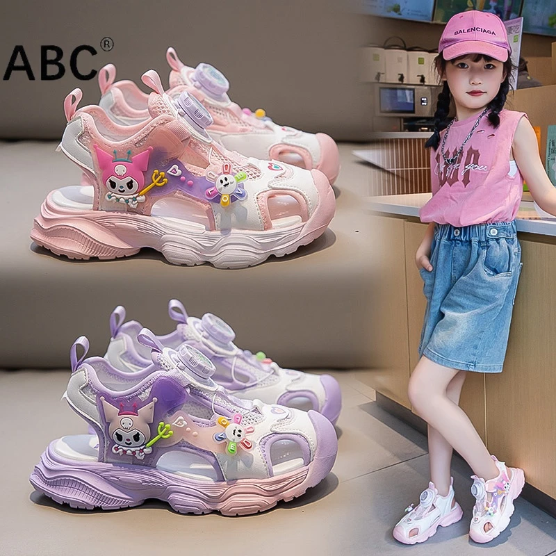 ABC女童凉鞋新款夏季儿童运动凉鞋大童库洛米女孩沙滩鞋软底防滑