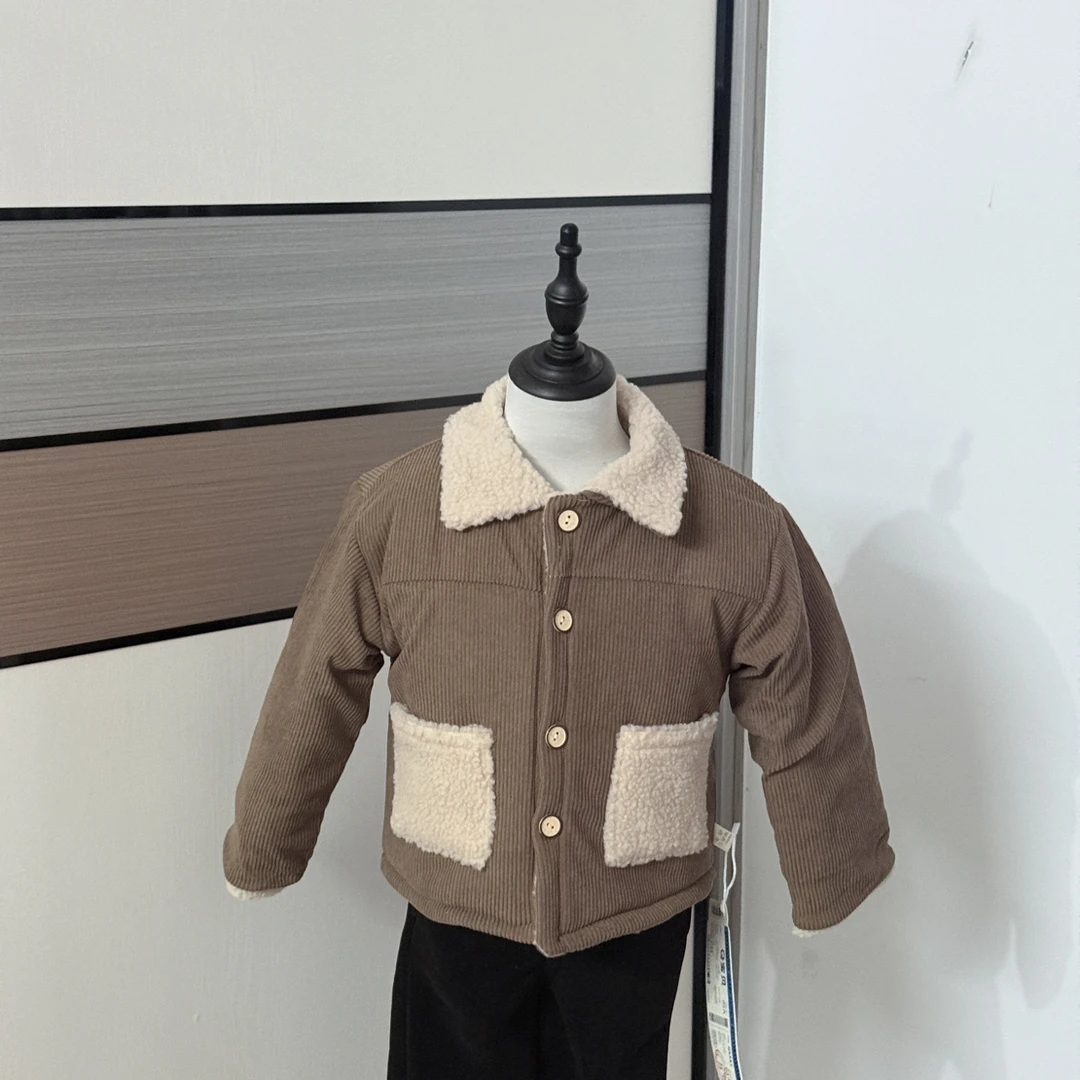 男童加绒加厚外套秋冬季韩版时尚休闲保暖夹克洋气冬装上衣潮