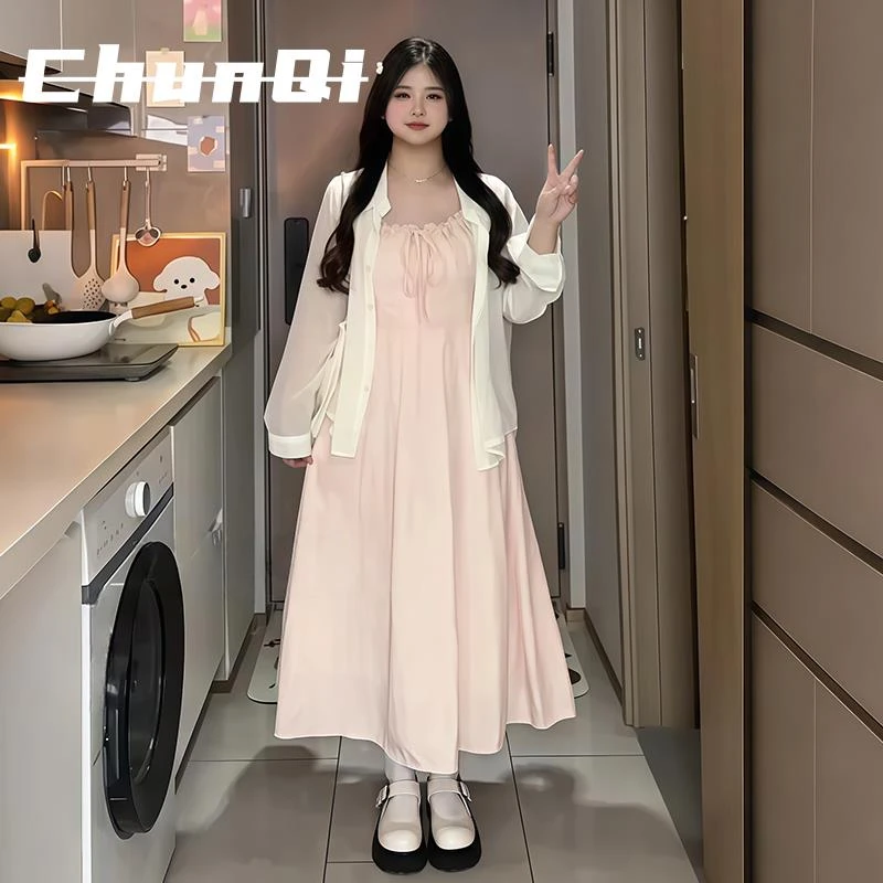 淳启女装减龄防晒衬衫吊带裙夏季微胖mm设计感衬衫开衫穿搭一整套