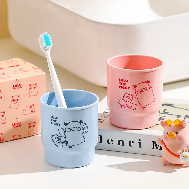 川岛屋&lulu猪联名 漱口杯刷牙杯牙刷收纳盒情侣杯牙缸牙具洗漱杯