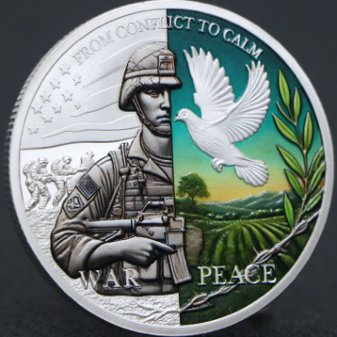 和平Peace 纪念章（和平鸽）4cm直径一枚（锌合金材质）