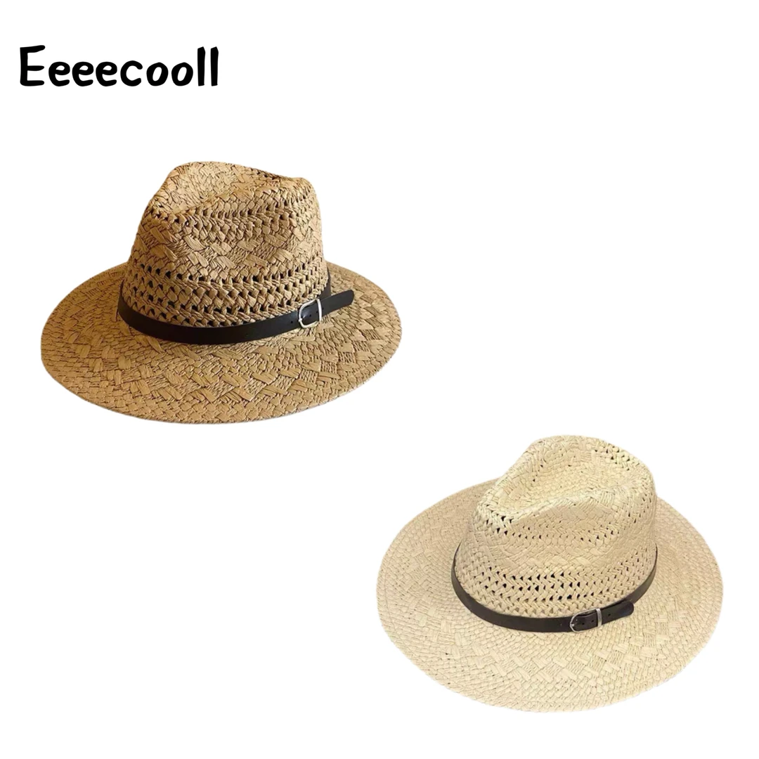 Eeeecooll夏季时尚爵士巴拿马帽