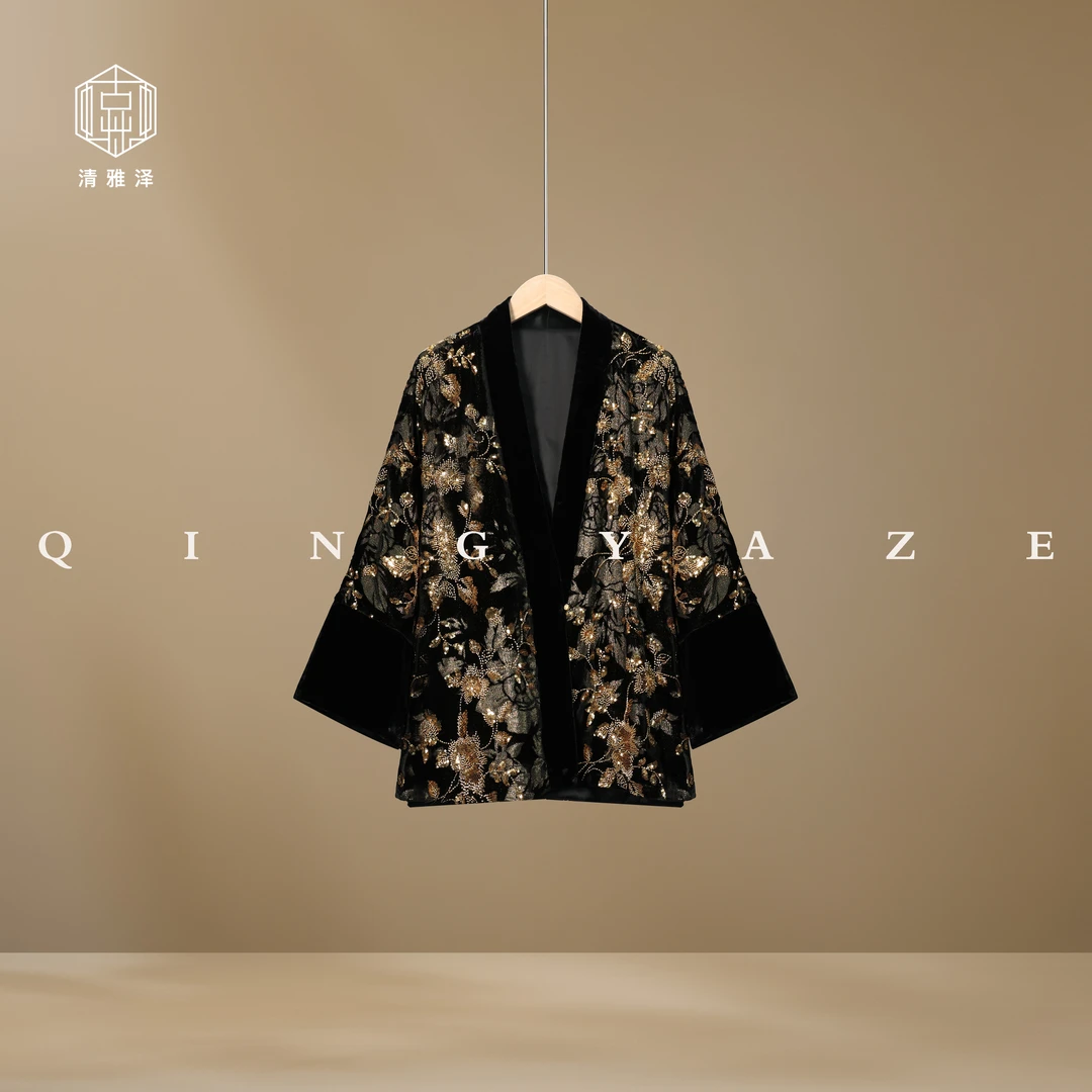 再次惊艳！织金丝绒重工订珠新中式外套！GZ5390