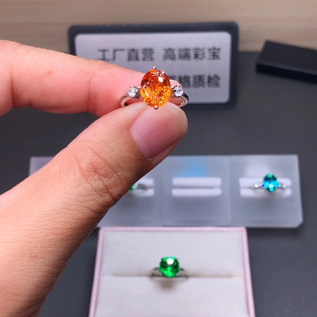 碧玺银S925镶嵌戒指