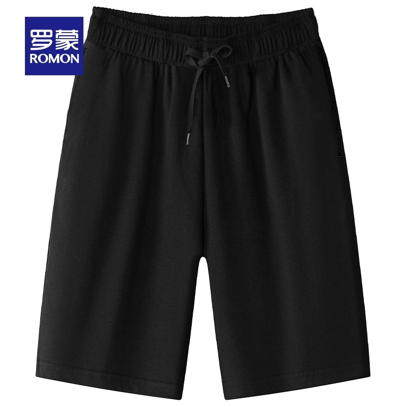 罗蒙男士弹力纯色五分裤2025夏季薄款简约商务休闲百搭松紧腰短裤