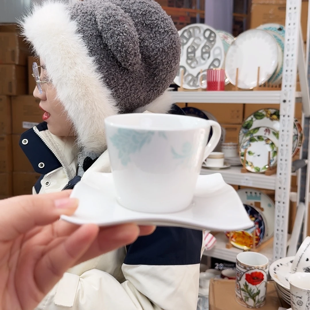 骨瓷骨瓷咖啡杯碟一套220ml外贸骨瓷