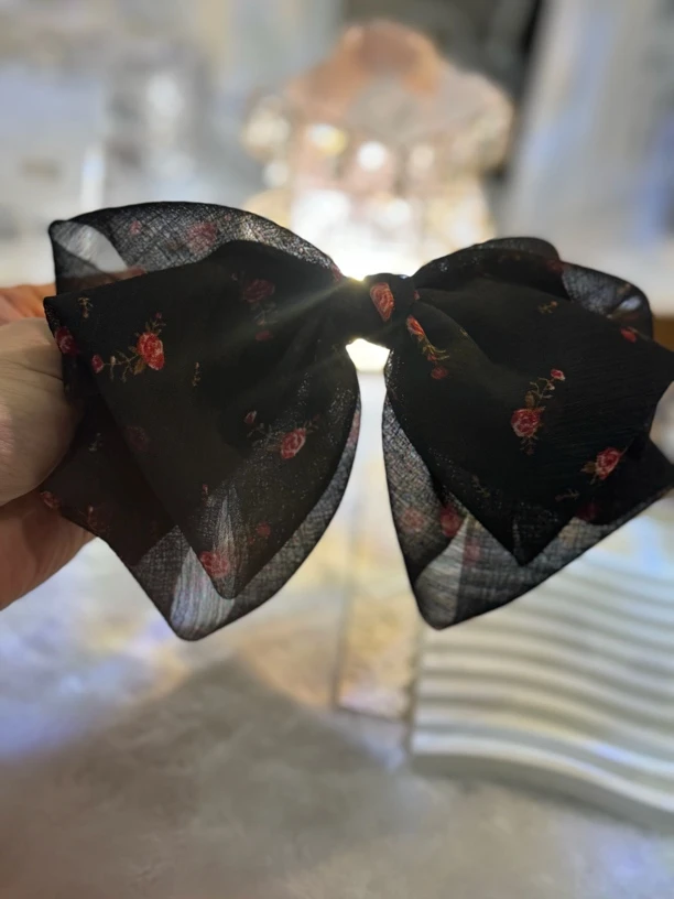 碎花蝴蝶结发夹法式温柔后脑勺半扎发弹簧夹