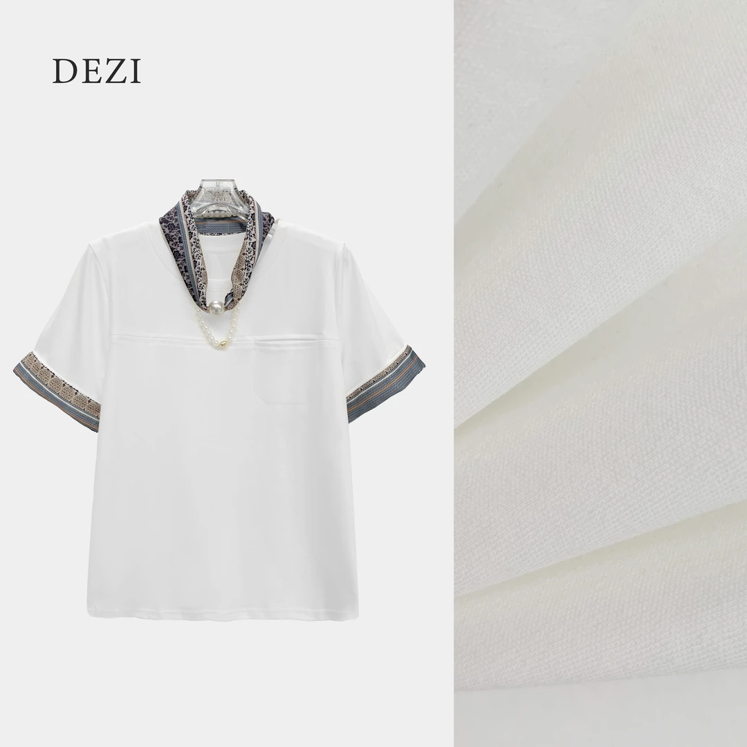 DEZI宝藏衣拼色时尚舒适女短袖显瘦T恤LS6305066