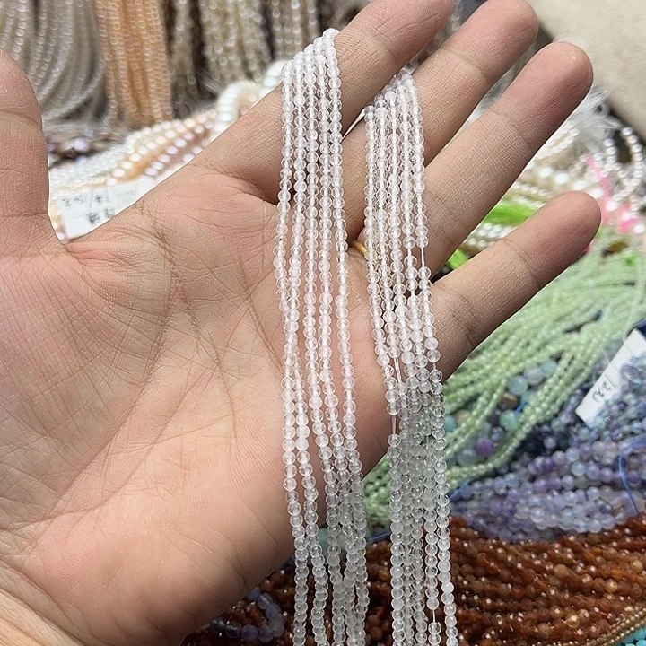 玛瑙/玉髓未镶嵌珠宝半成品一条2.5mm左右白水晶刻面