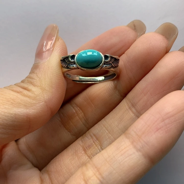 绿松石银S925镶嵌戒指