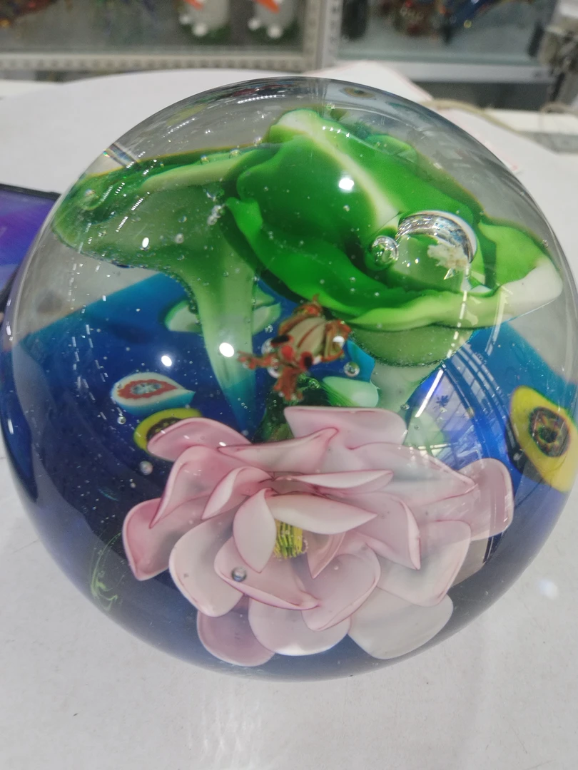 手工琉璃荷塘月色2号桌面摆件微小鱼眼 介意慎拍