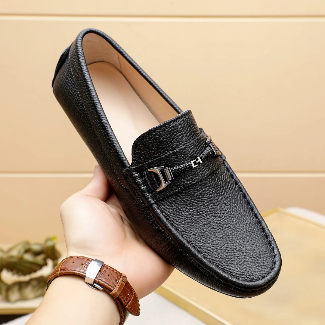 新款真皮豆豆鞋男一脚蹬软皮百搭简约懒人鞋套脚驾车男鞋