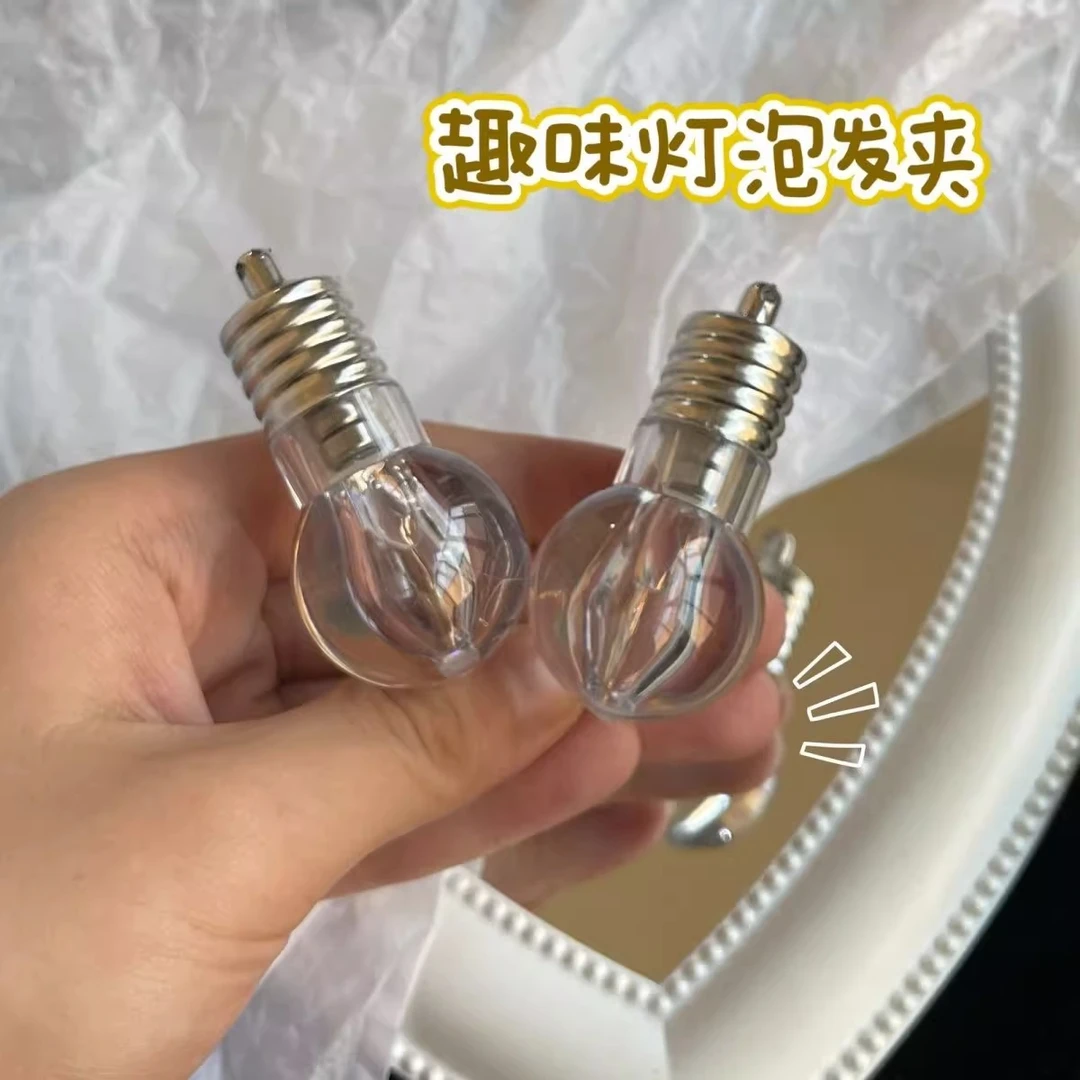 会发光的灯泡发夹女个性创意拍照道具鸭嘴夹侧边刘海碎发夹子头饰