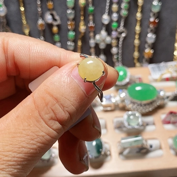 翡翠戒指银S925镶嵌