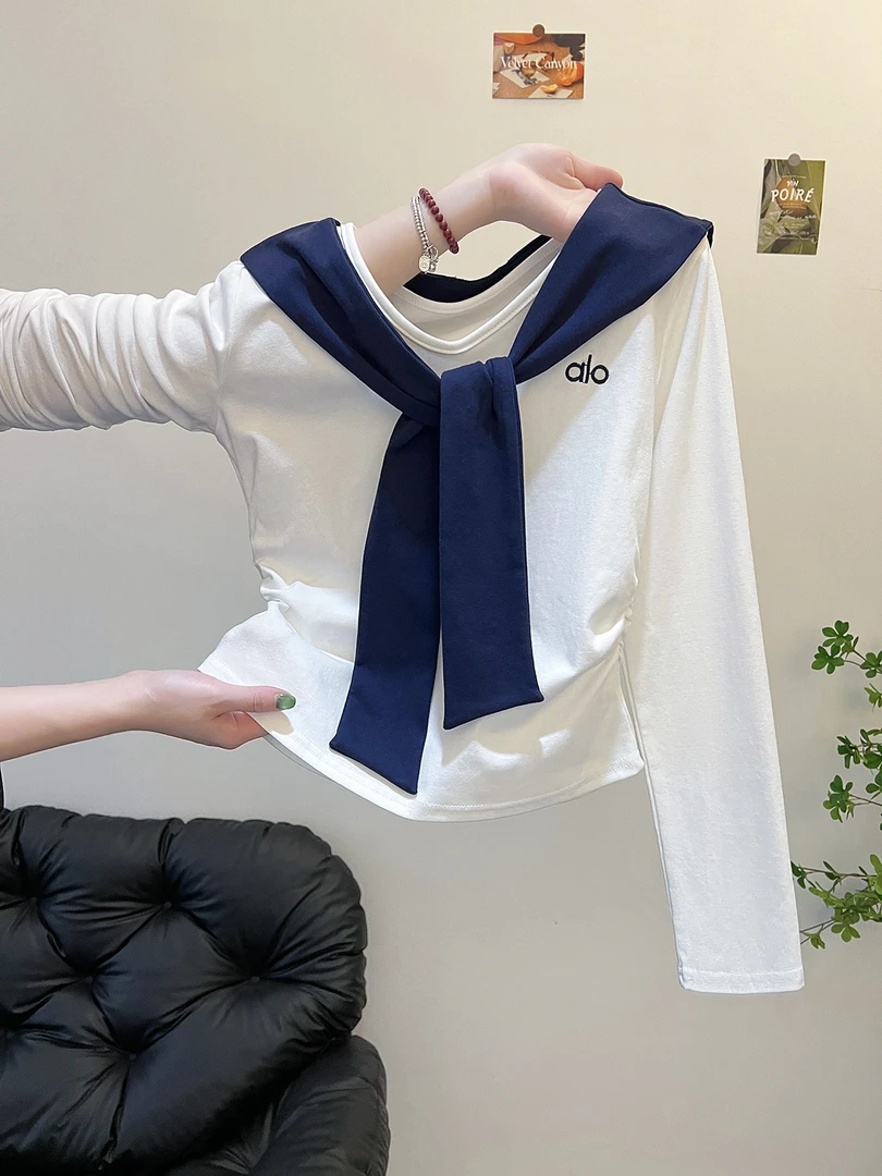 2025秋冬法式学院风海军领打底衫女内搭修身长袖收腰绝美别致上衣