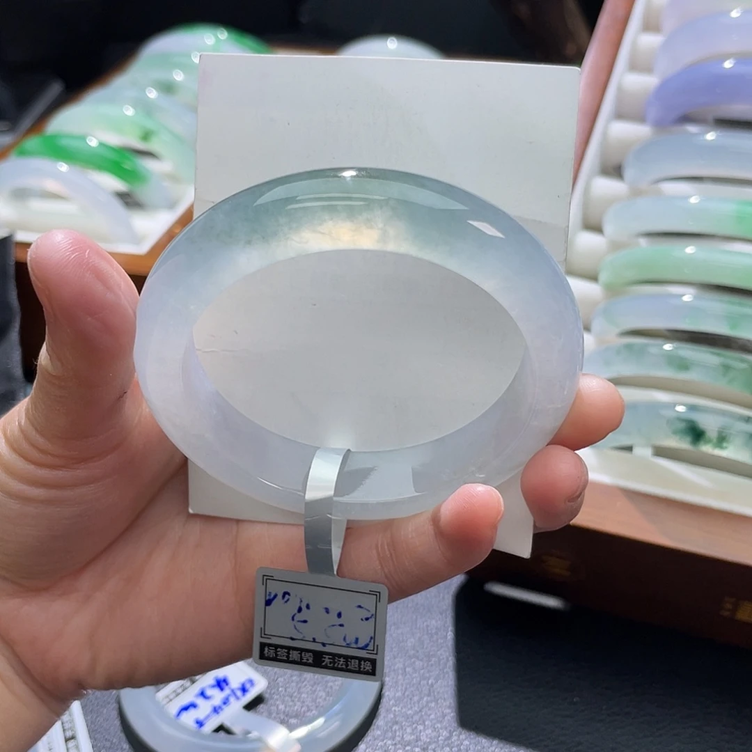 翡翠未镶嵌手镯55.8冰蓝紫～强推