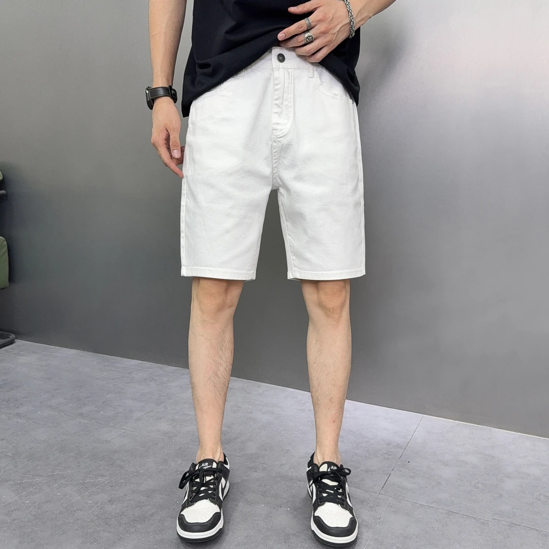 三防白色牛仔短裤男款爆款2025新款潮流休闲百搭简约时尚男士中裤