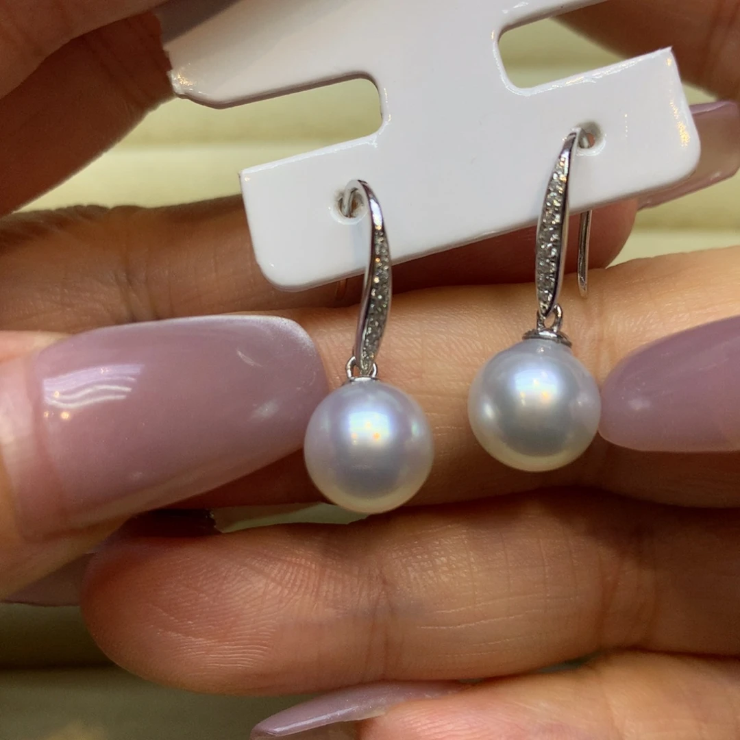 银S925镶嵌耳饰海水珍珠