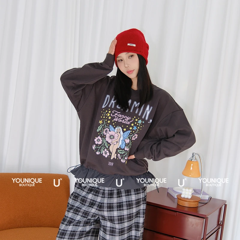 【Alexia Sandra】绒耳朵儿同款新品25秋冬印花卫衣女