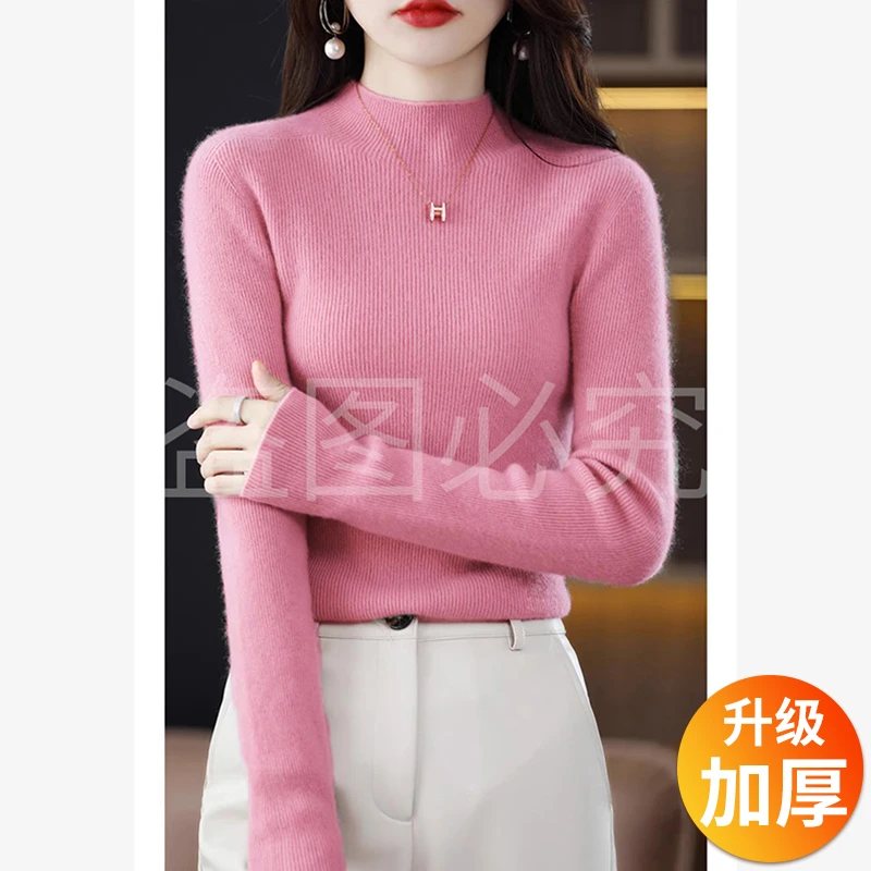 早春轻薄羊绒双面可穿一线成衣半高领百搭羊绒衫