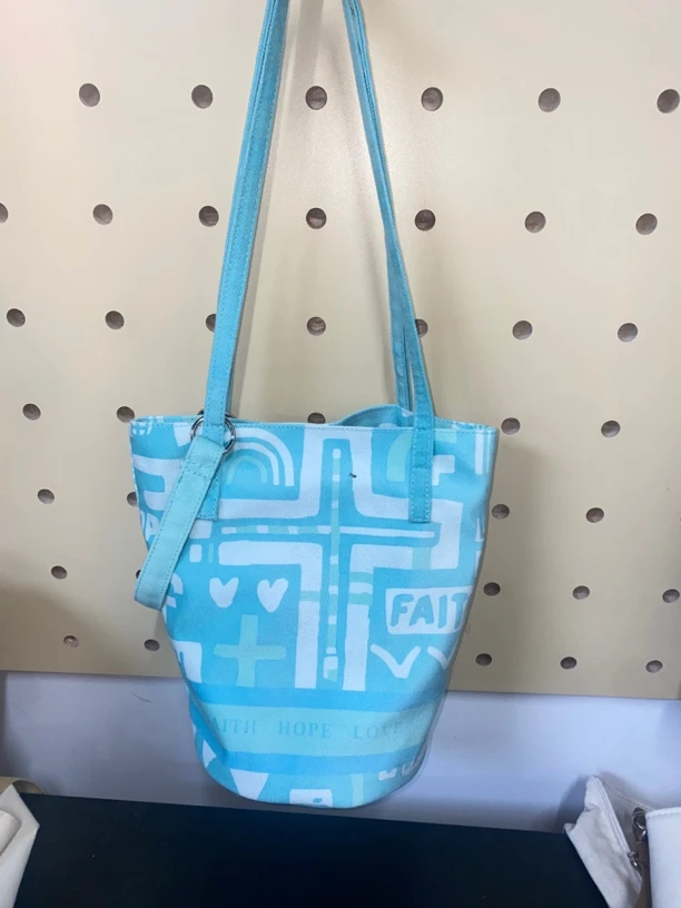 春季蓝色蝴蝶单肩斜挎包手拎包花花中古休闲时尚百搭扣式