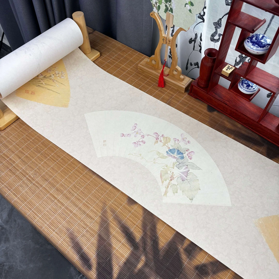景阳阁 蜡染砑光纸  明清_马荃_花卉册长卷直播专用