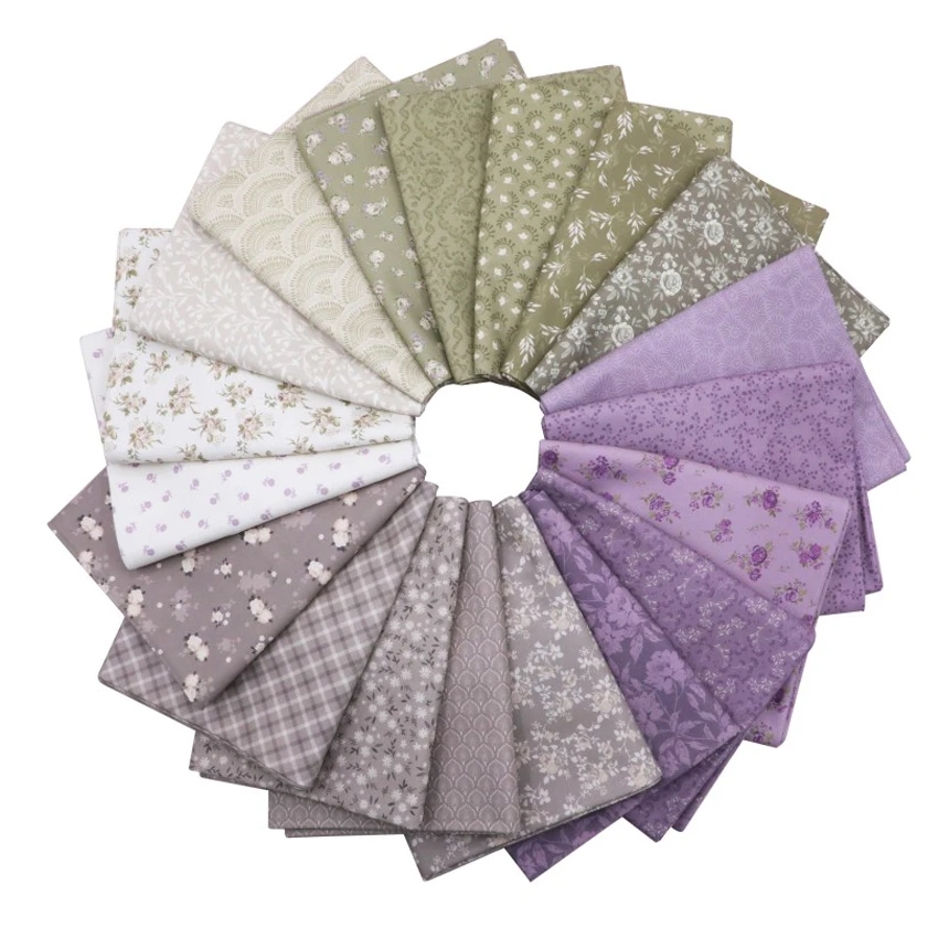 纯棉拼布莫兰迪系列美棉款印花码布（紫色绿色现货）