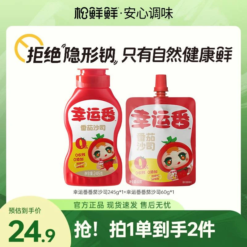 【年货节】番茄沙司 早餐拌面蘸酱酸甜可口 245g+60g组合装