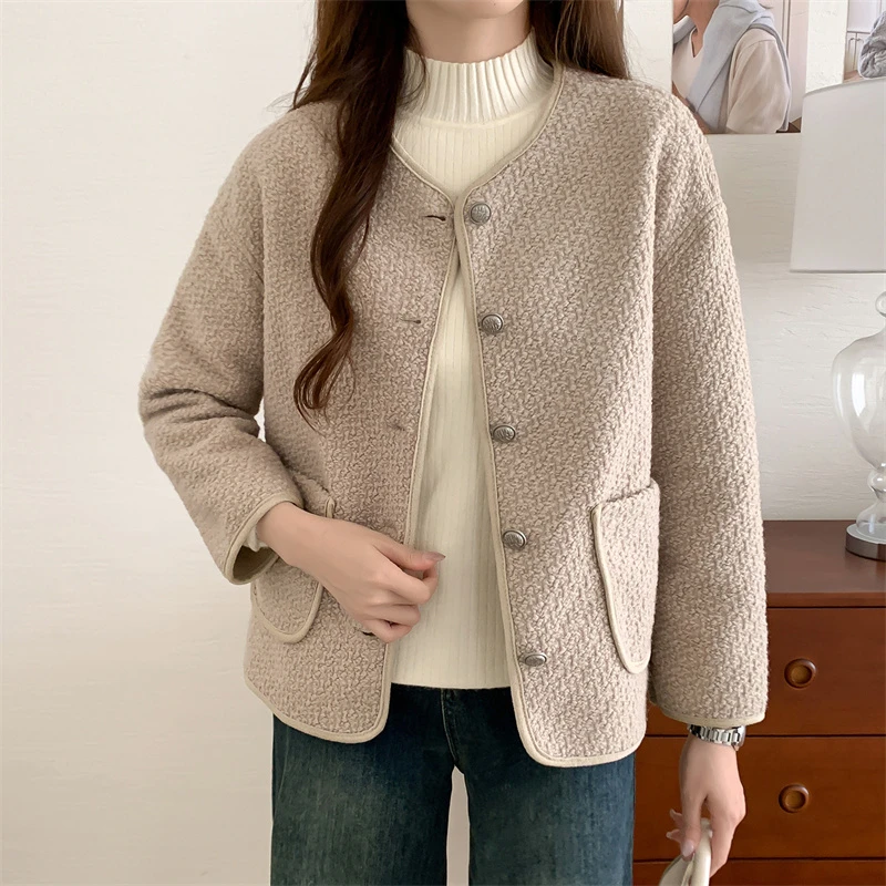 秋日慵懒时髦感安可拉红小香风外套女洋气减龄皮毛一体开衫上衣潮