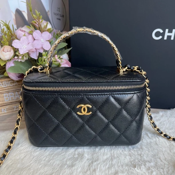 99新 Chanel/香奈儿 24a黑金手柄长盒子