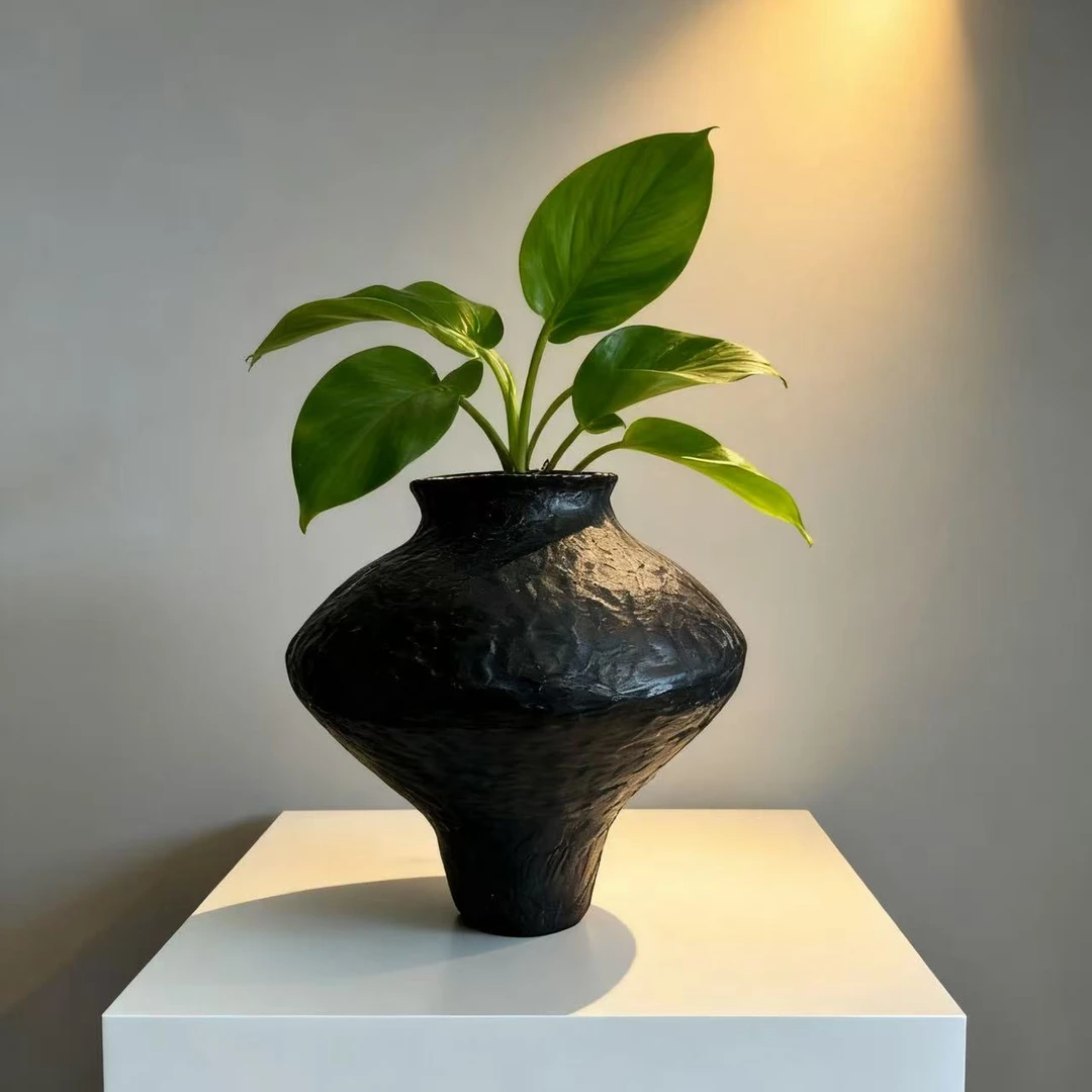 Simple luxury·简奢丨纯白 乌金釉高端手工陶瓷花瓶丨极简欧式