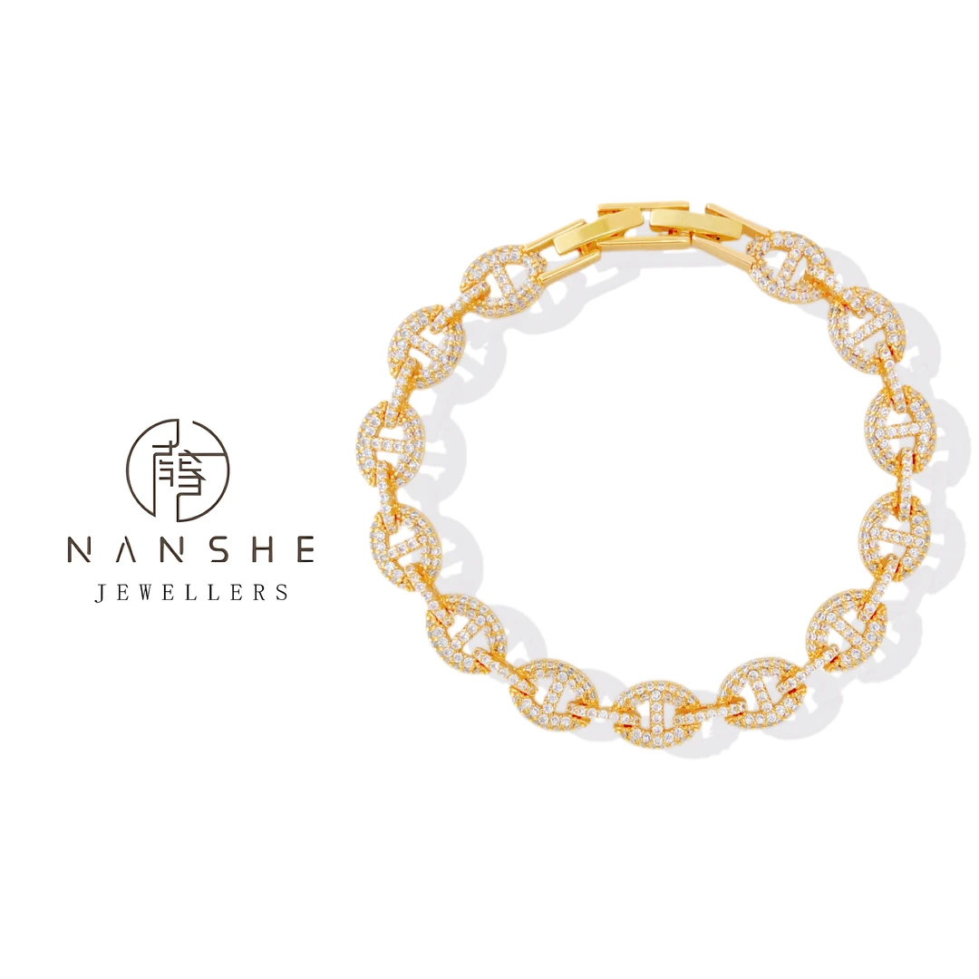 NANSHE/南奢 镀K金法式气质猪鼻子镶嵌手链L1142