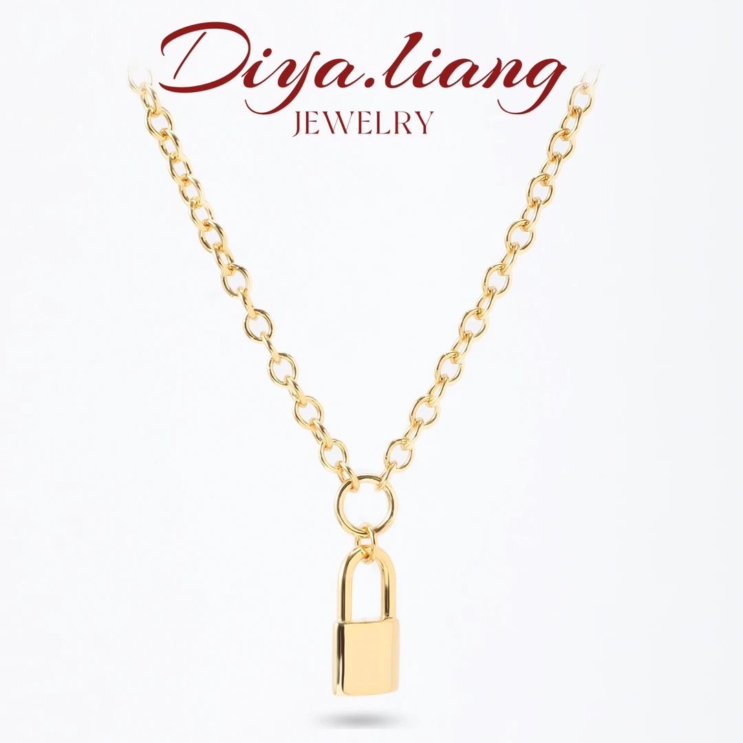 坠链均925银 梁雅帝新品【心愿锁】重工金锁轻奢气质纯银项链