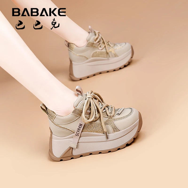 巴巴克【现货】8CM厚底阿甘鞋2025秋冬保暖百搭增高休闲女鞋2927