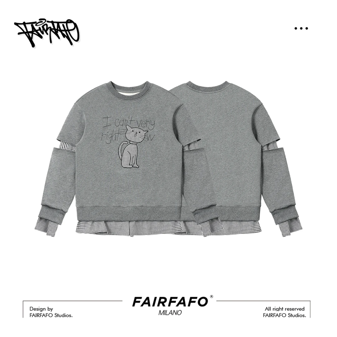 【小猫设计感卫衣】WYCL58347韩系可爱设计感时尚优雅假两件卫衣