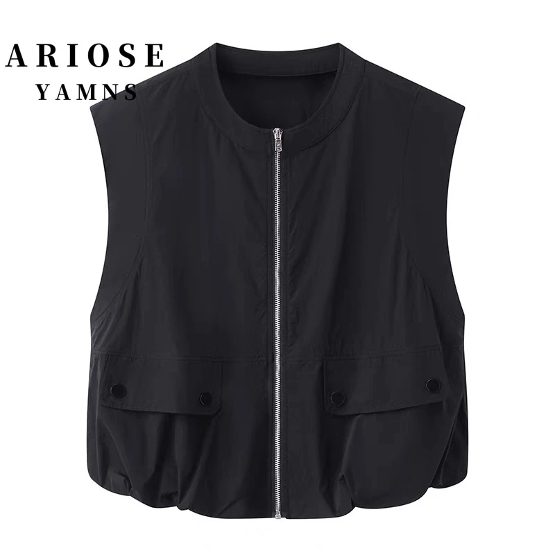 艾诺丝商场同款马夹型户外时尚日系马甲运动女士户外叠穿马甲无袖