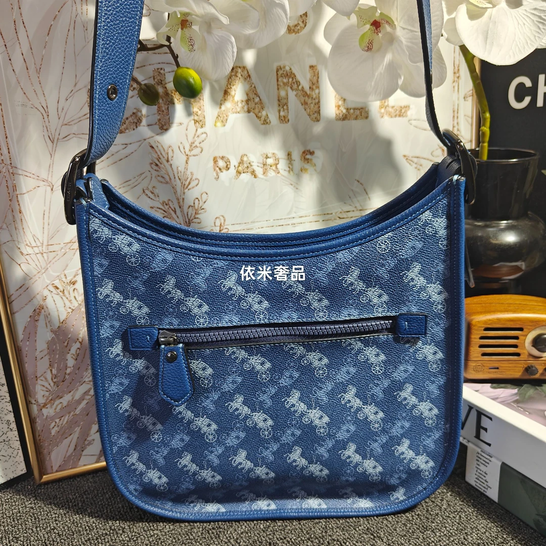95新 COACH/蔻驰 蓝色马拉车单肩包G25101692尺寸28*23
