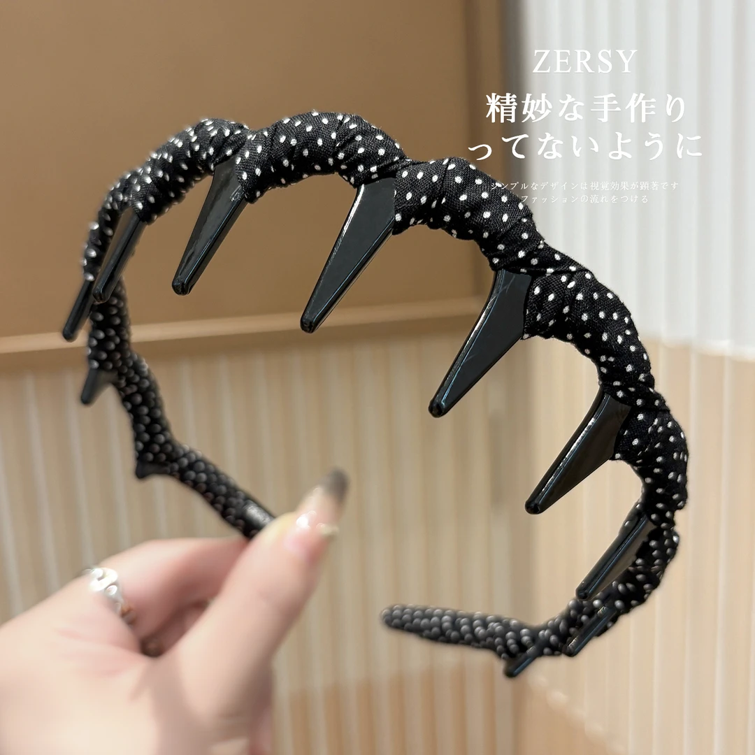 波点长齿波浪发箍女2025新款高级感洋气时尚发卡日常外戴百搭头箍