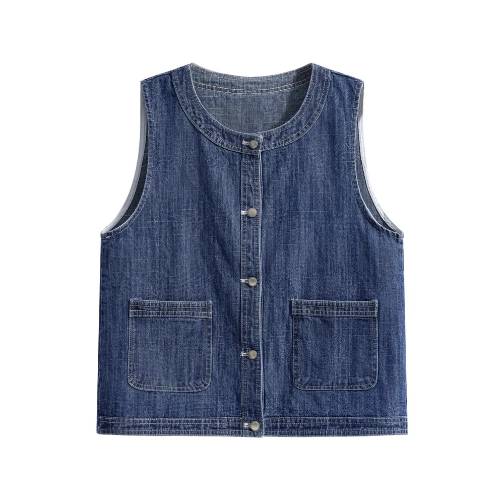 牛仔马甲坎肩女2025年新款春季复古无袖马夹坎肩外穿短款背心上衣
