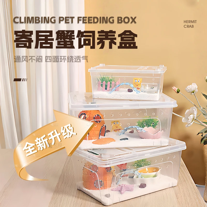 寄居蟹新手懒人比奇堡套餐儿童塑料办公桌爬宠饲养箱造景主乐园